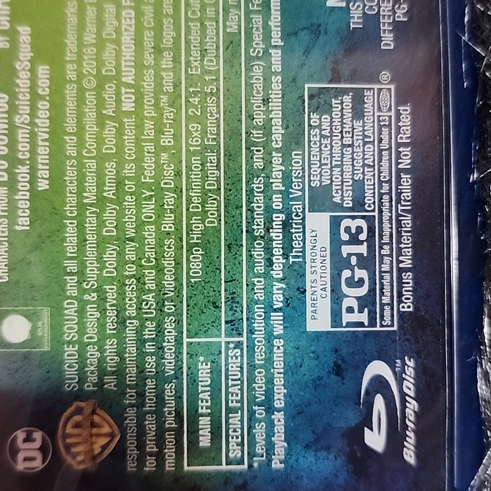 Suicide Squad Extended Cut Blu-ray. PG-13.  3-DVD SET - Picture 8 of 11